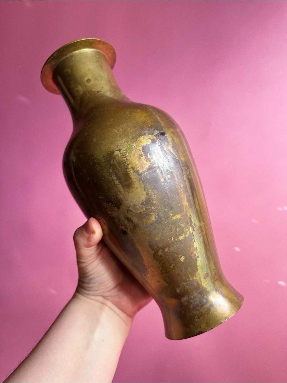 Tall Vintage Antique Solid Brass Old Decorative Vase